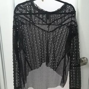 Unique Transparent Mesh Net Blouse